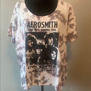 Aerosmith Graphic Tie-Dye T-Shirt By Knit Riot Done With Mirrors Tour 1986 Sz L